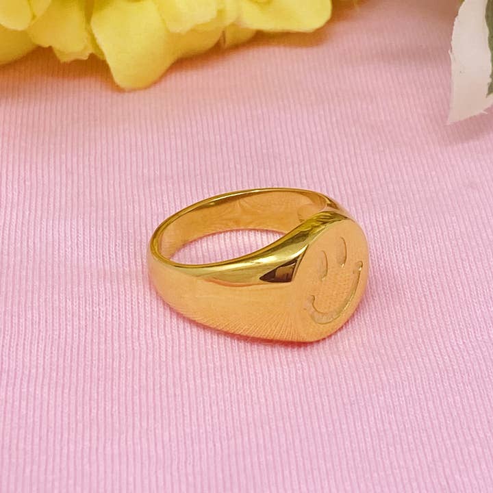Ellison+Young - Wholesale Signet Ring - Stamped Smile Ring3