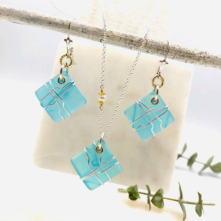 Diamant-Seeglas-Set für den Großhandel von Howling Dog Artisan Jewellery