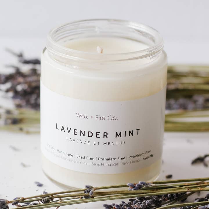 Lavender Mint Soy Candle - 8oz for wholesale by Wax and Fire Co.