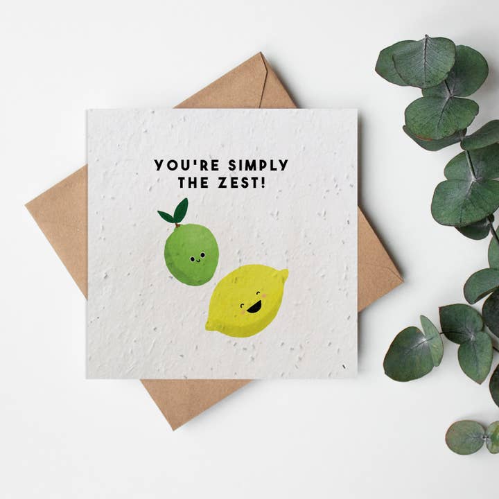 SQ Seed Paper Greeting Card - Fruit & Veg - Simply the Zest for wholesale by Little Green Paper Shop