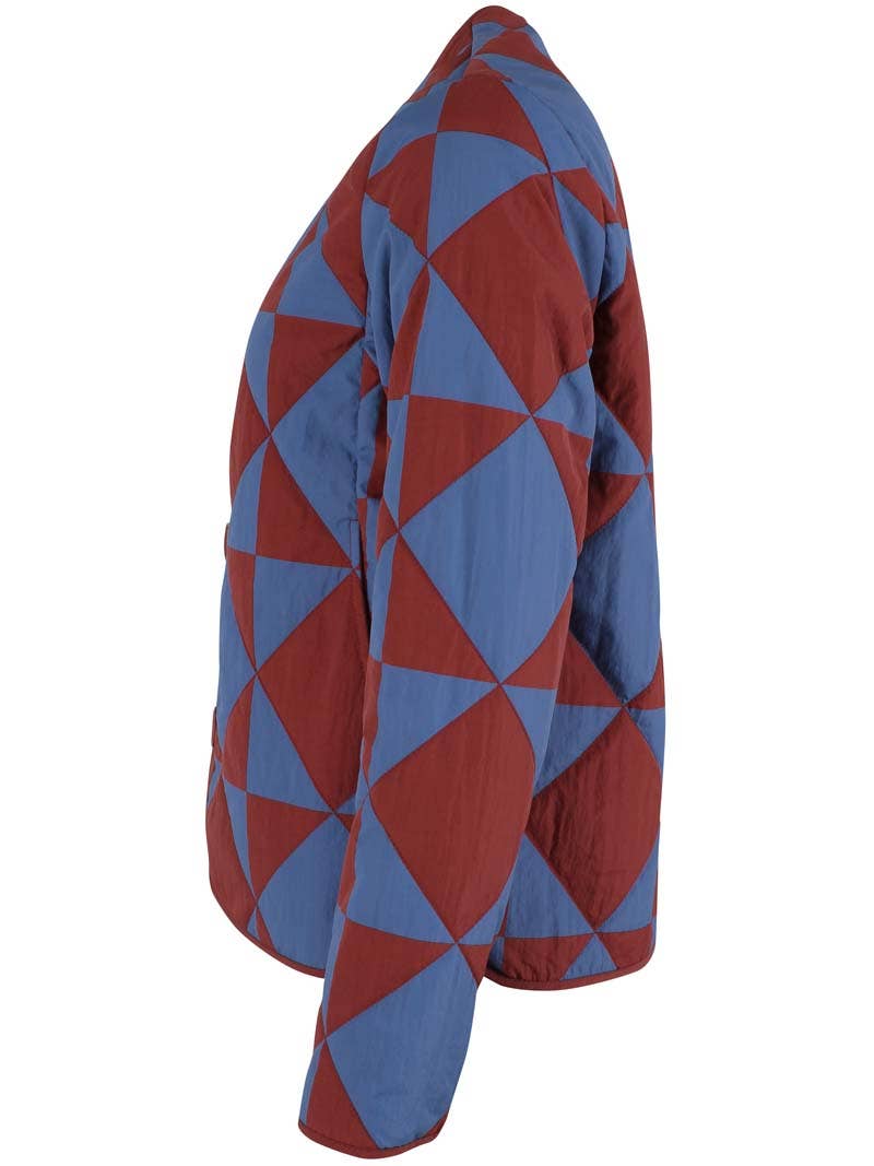 Danefae København - Wholesale Jacket - Women's - Daneland AOP Thermo Jacket Dk Brick/Warm Blue DIAMETRIC8