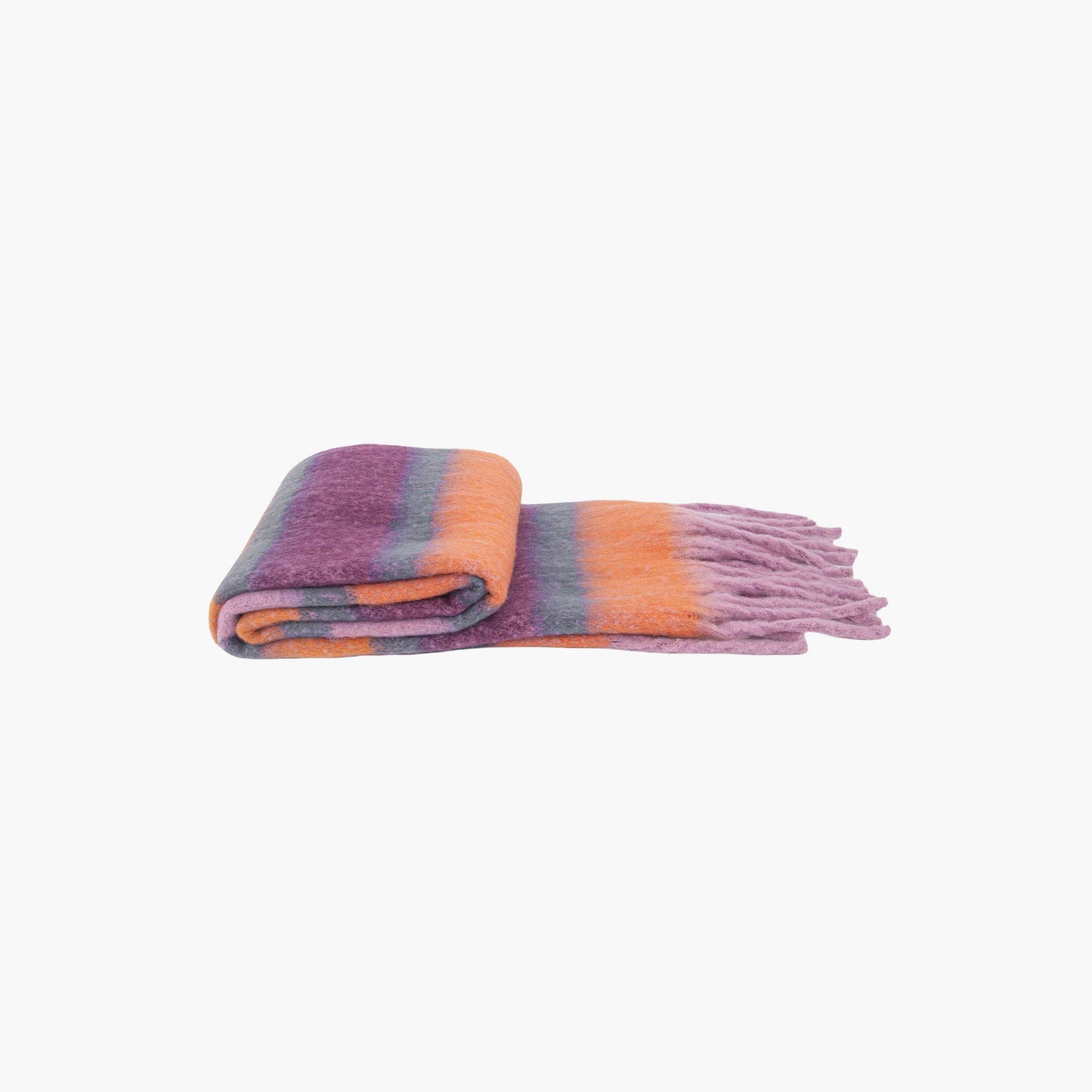 Sarta Accessories - Wholesale Scarf - Women's - Blair Lilac/Orange Colour Block Stripe Heavyweight Scarf4