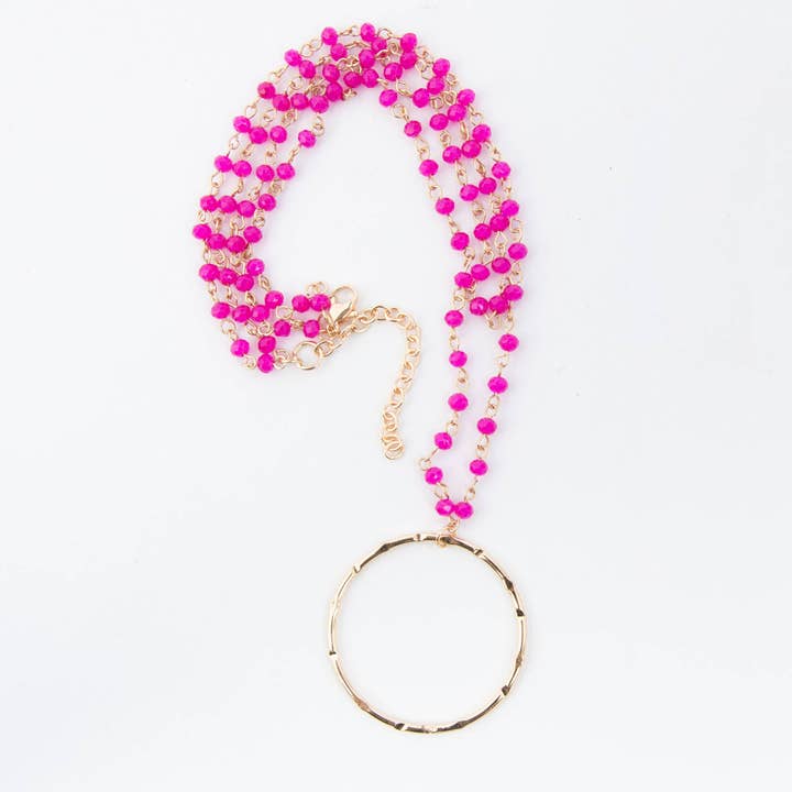 Elsie & Zoey - Wholesale Pendant/Charm Necklace - Malia Beaded Ring 22" Pendant Necklace10