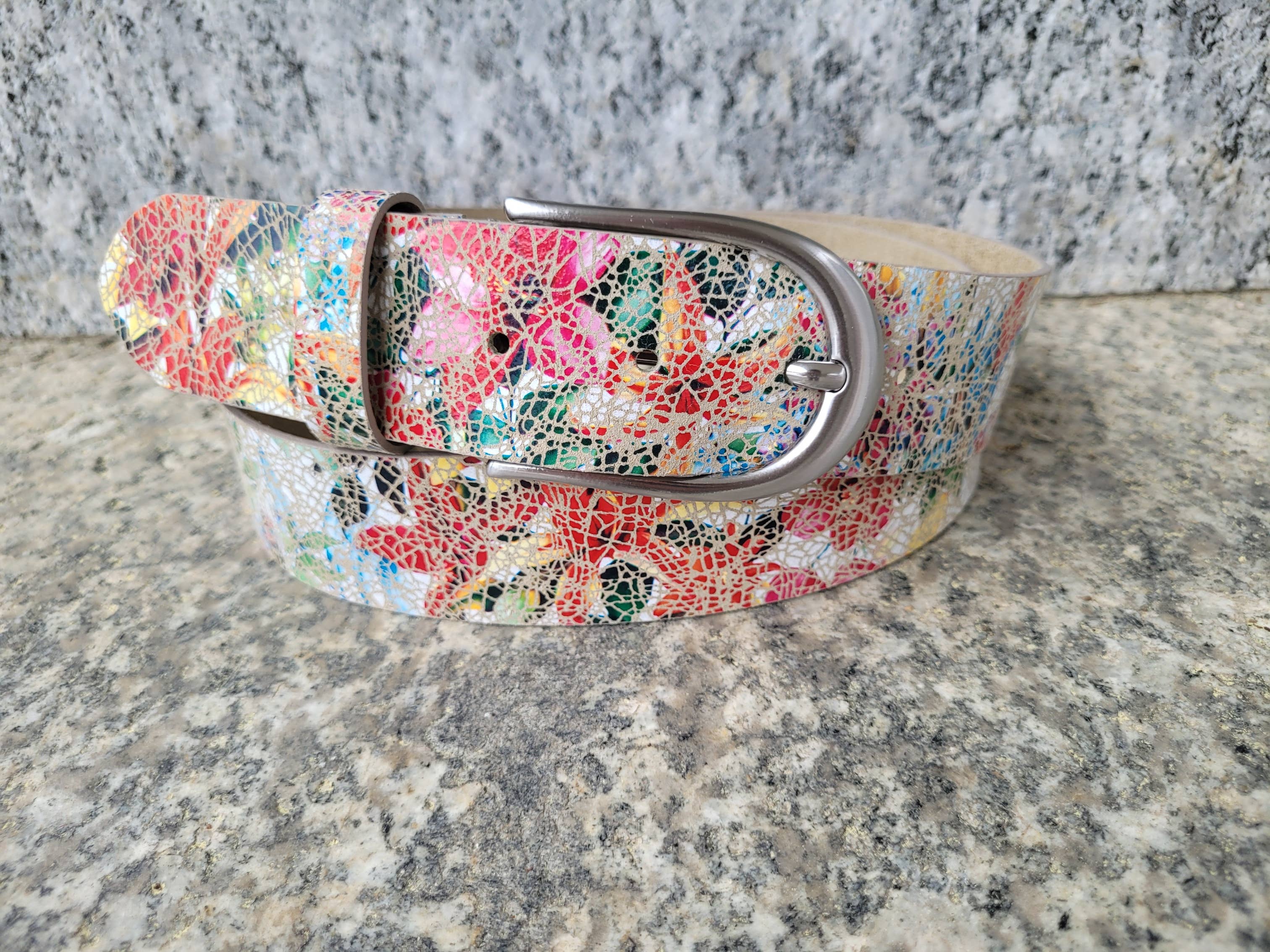 MGM Design e.K. - Wholesale Belt - Women's - Women's Flora Flower Crash Wide Leather Belt