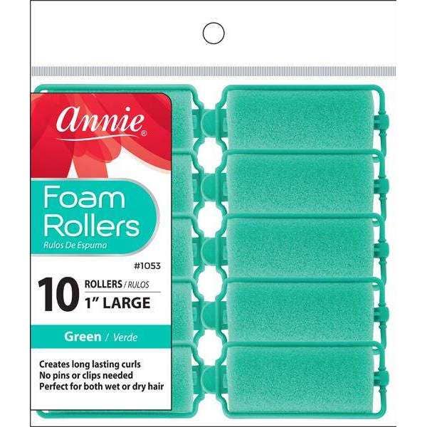Annie International, Inc. - Wholesale Hair Curlers - Annie Foam Rollers Large 10Ct Green
