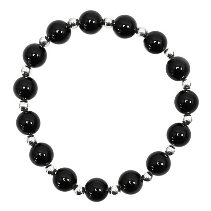 Ethike.eu - Wholesale Keychain Bracelet - PULSERA BOLITAS DE PLATA Y ONIX 8MM1