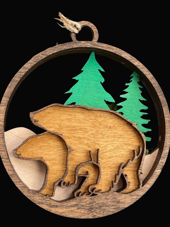 Bears Getting Down Christmas Ornament for wholesale by BUBBLEHEAD INK