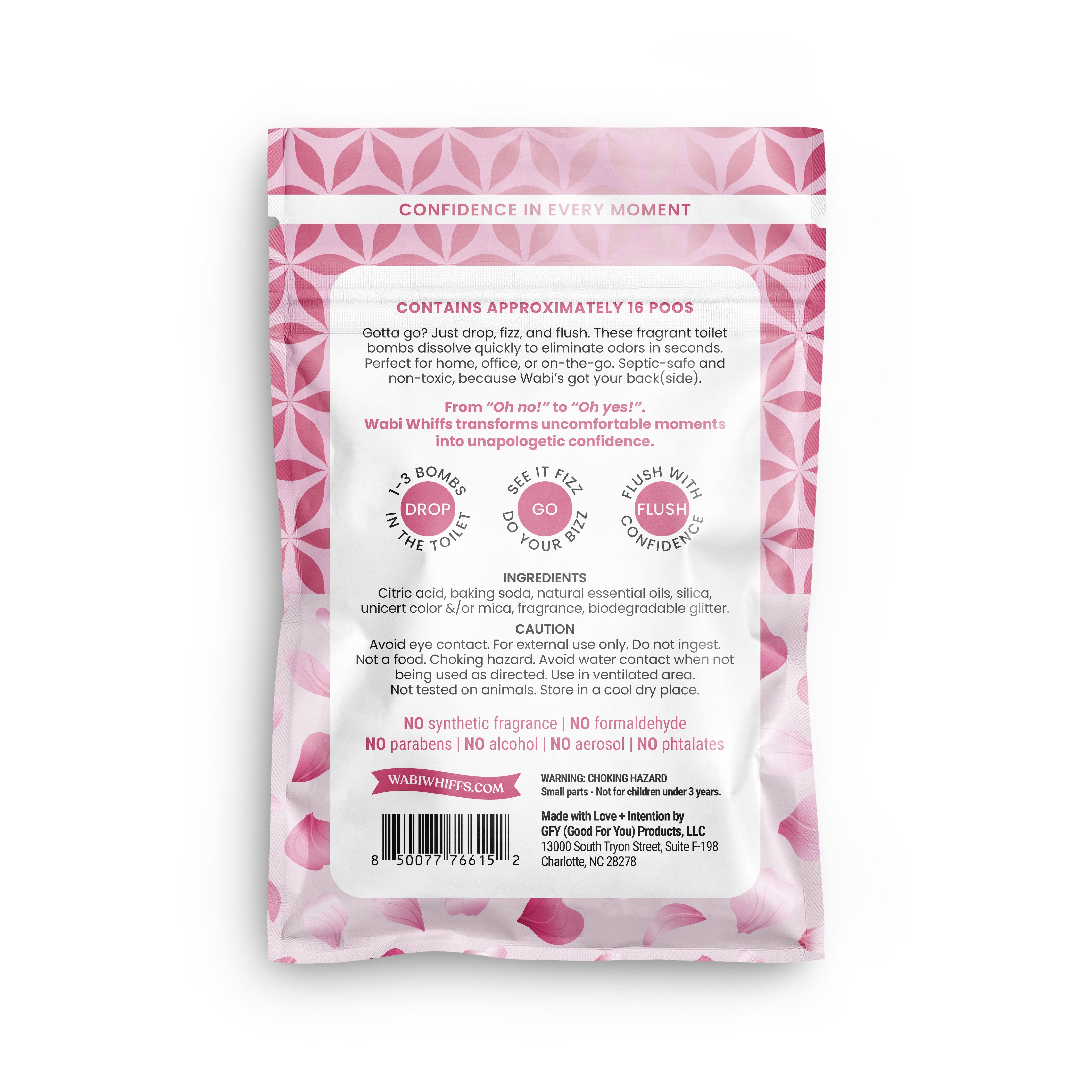 Wabi Whiffs - Wholesale Toilet Cleaner - 56g  XOXO Fizzing Toilet Bombs 1