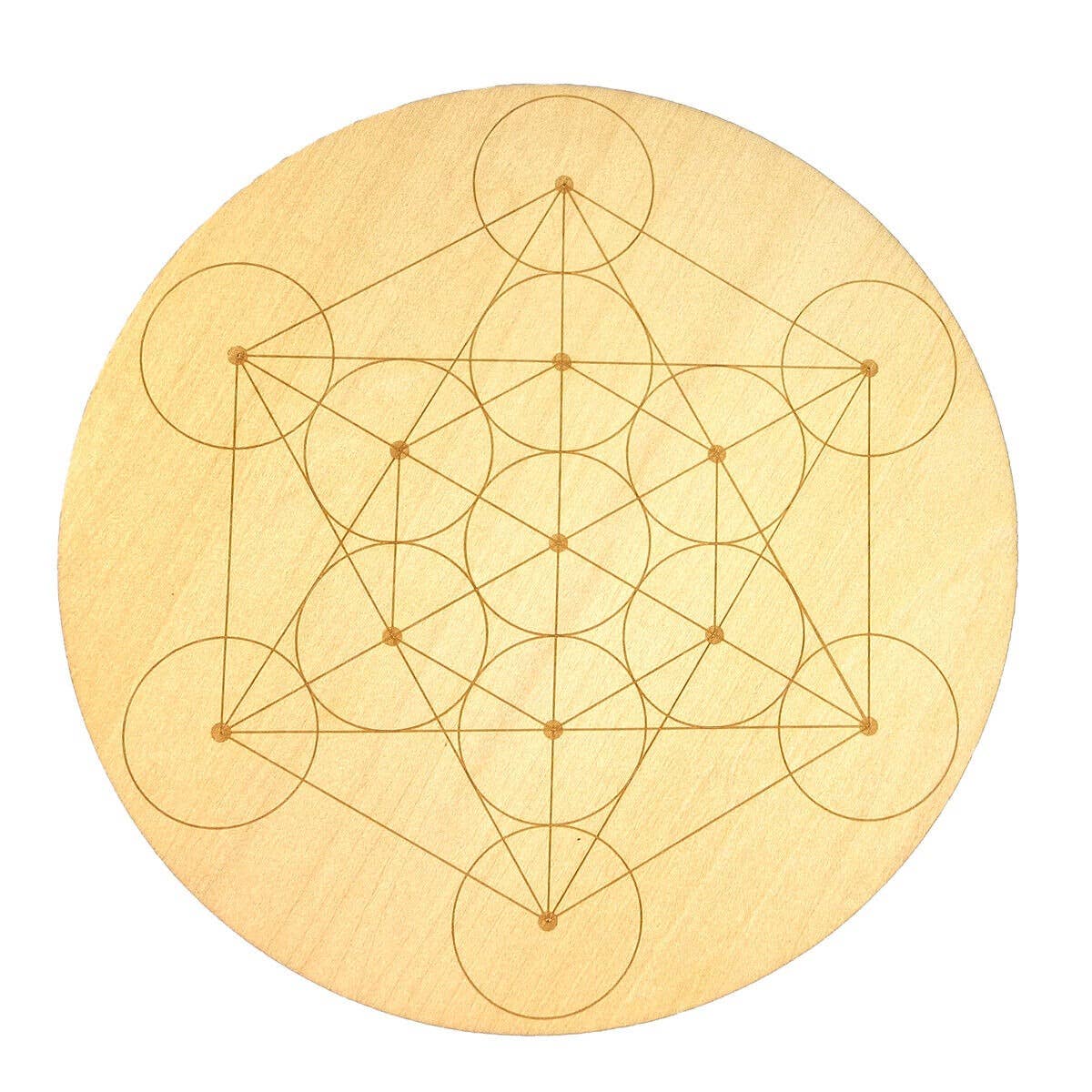 Shamans Crystal - Wholesale Crystal Grid - Crystal Grid Plates Round In Wood, 20cm Wide, Flower of Life26
