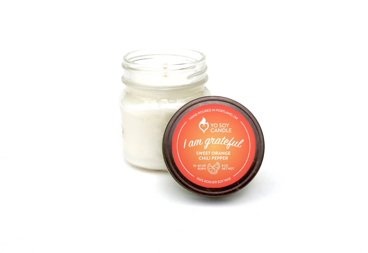 Yo Soy Candle - Wholesale Jar/Filled Candle - I AM GRATEFUL : Sweet Orange Chili Pepper Soy Candle1