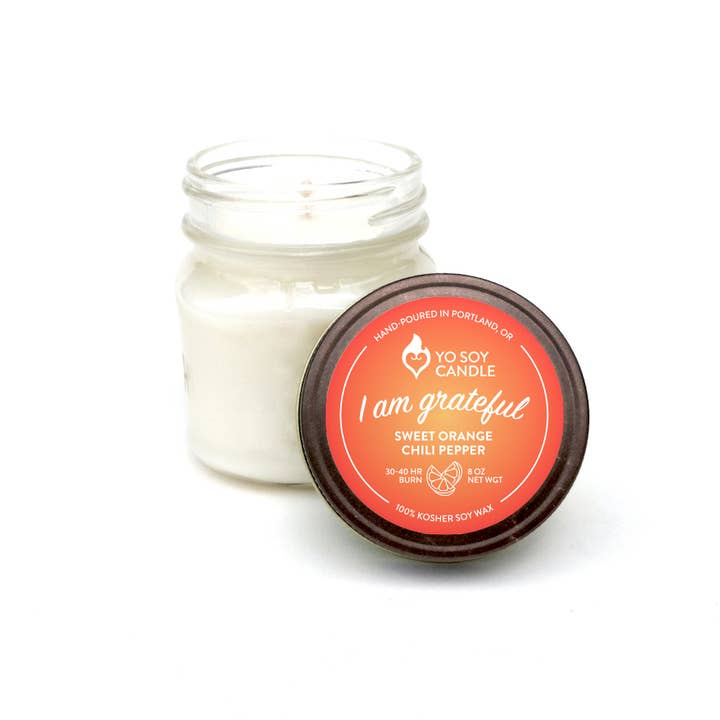 Yo Soy Candle - Wholesale Jar/Filled Candle - I AM GRATEFUL : Sweet Orange Chili Pepper Soy Candle1