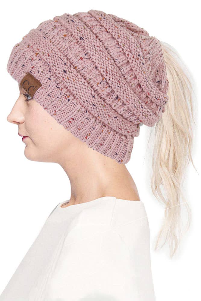Hana - Wholesale Beanie - Women's - C.C Confetti Ponytail Messy Bun Beanie5