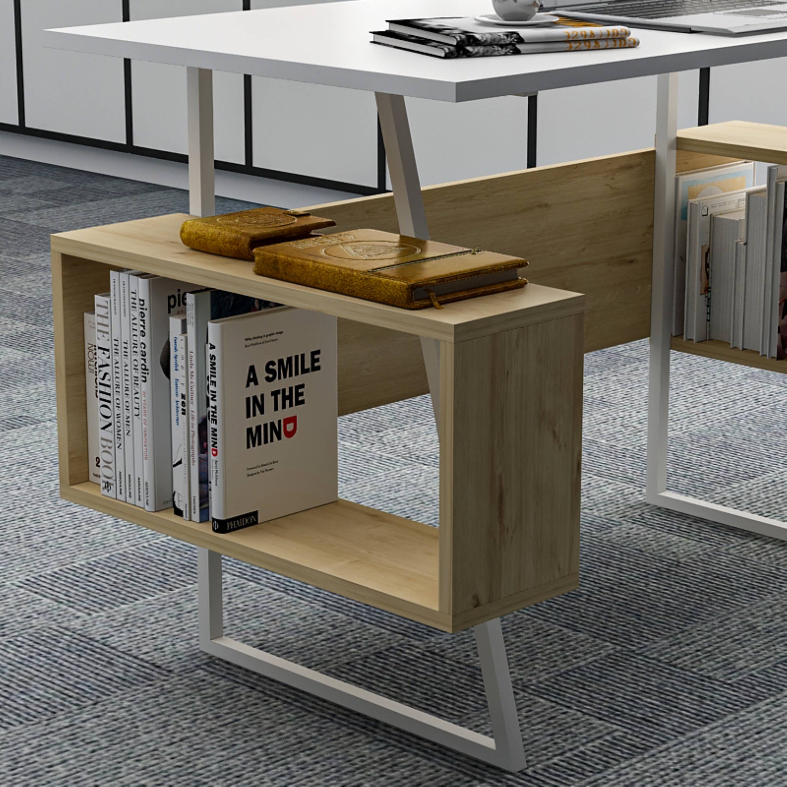 P&W Design - Venta al por mayor Juegos de escritorio - Escritorio de estudio P&W con estantes para ordenador portátil7