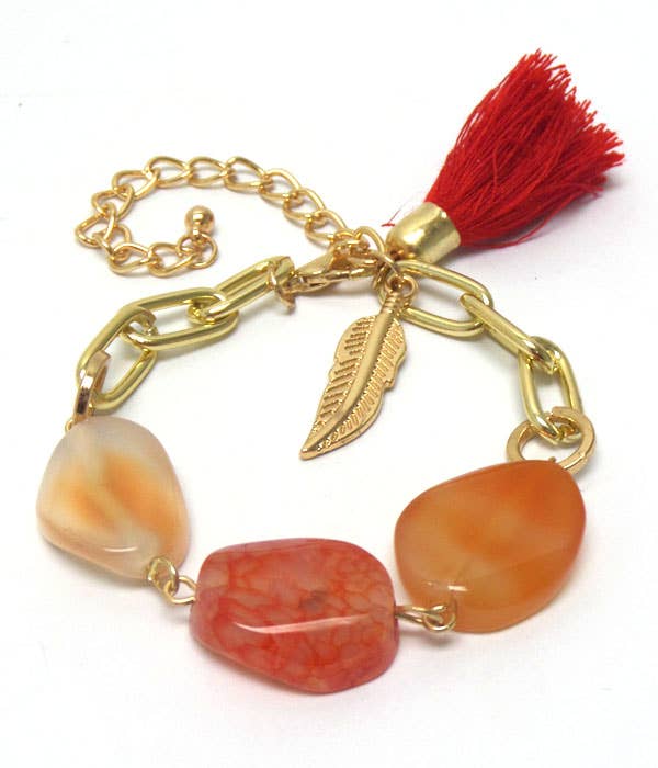 Jewelry Max - Wholesale Charm/Dangle Bracelet - ( T008 ) STONES WITH TASSEL BRACELET
