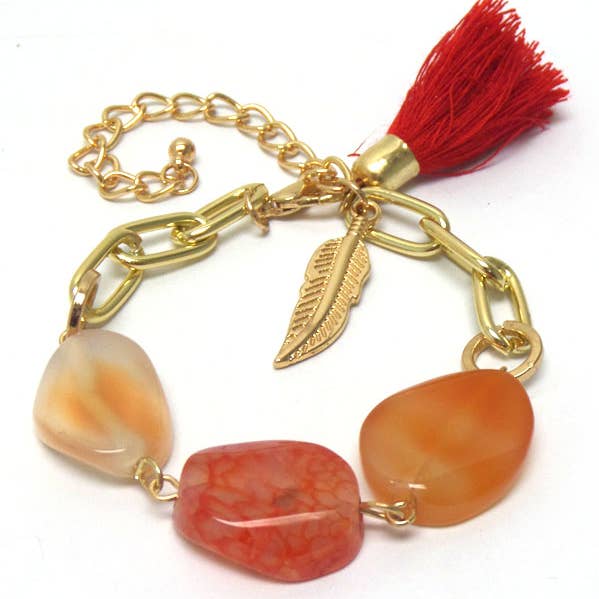 Jewelry Max - Wholesale Charm/Dangle Bracelet - ( T008 ) STONES WITH TASSEL BRACELET0