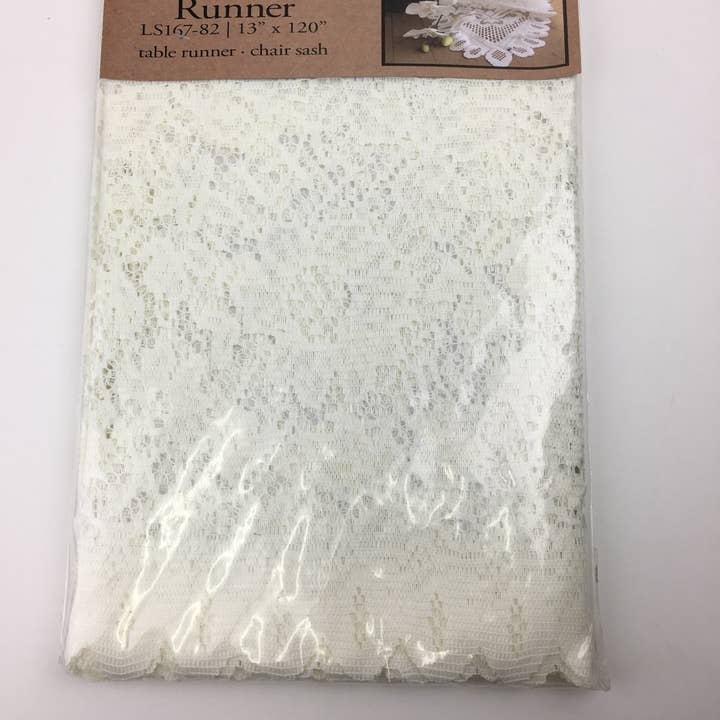 Packaging Decor - Wholesale Table Runner - Lace Table Runner Off-white 13" wide 120" long