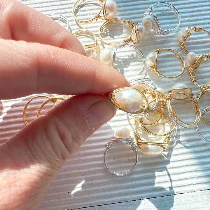 Elise Marie DeSigns - Wholesale Cocktail/Statement Ring - Pearl Wire Wrapped Ring | Freshwater Jewelry | Cultured1