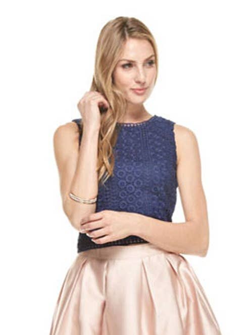 Navy M11193 LADIES SLEEVELESS CROP TOP for wholesale on Faire0