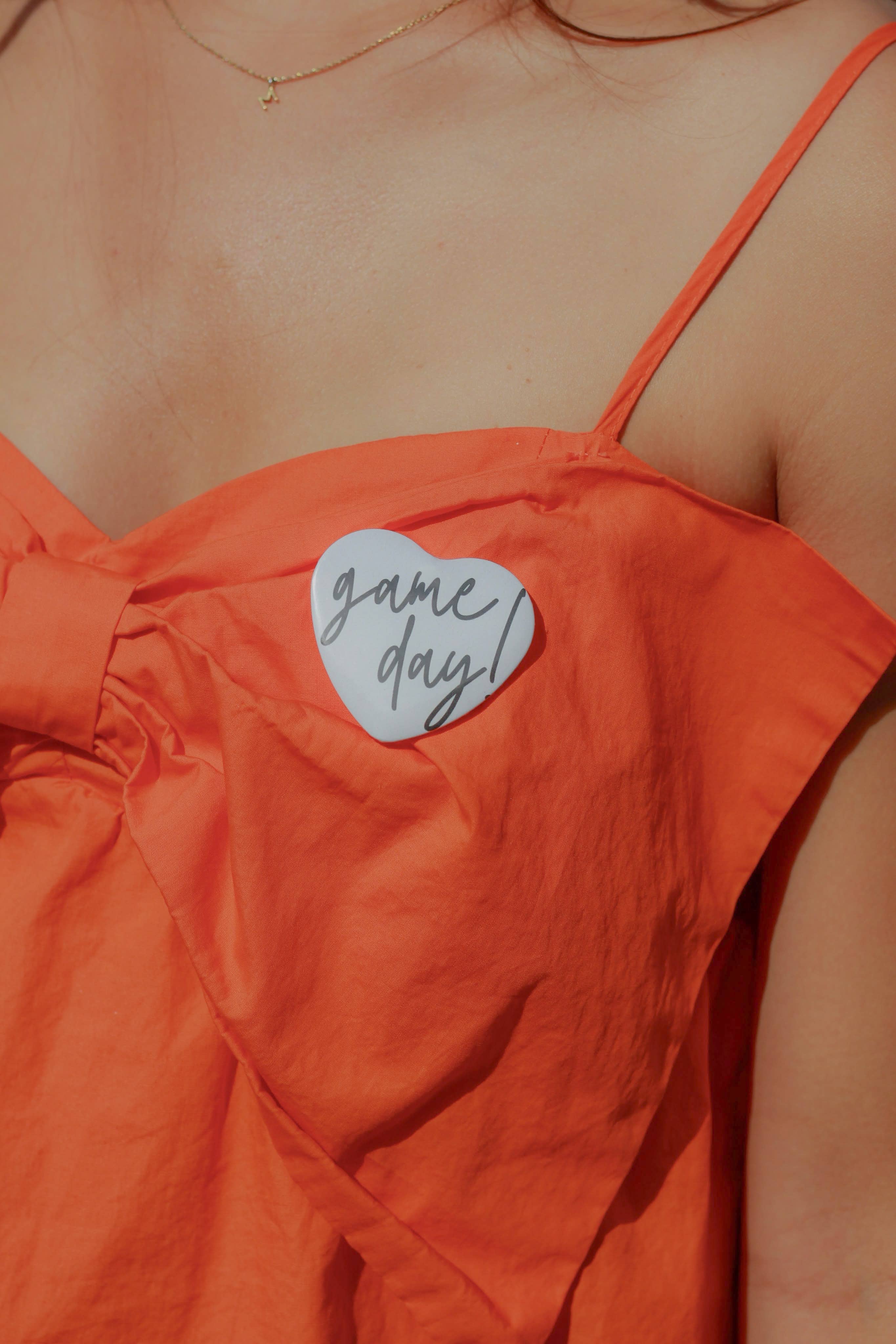 Stilly Button Co - Wholesale Lapel Pin/Button - Heart shape gameday buttons! CUSTOM! Oklahoma State football