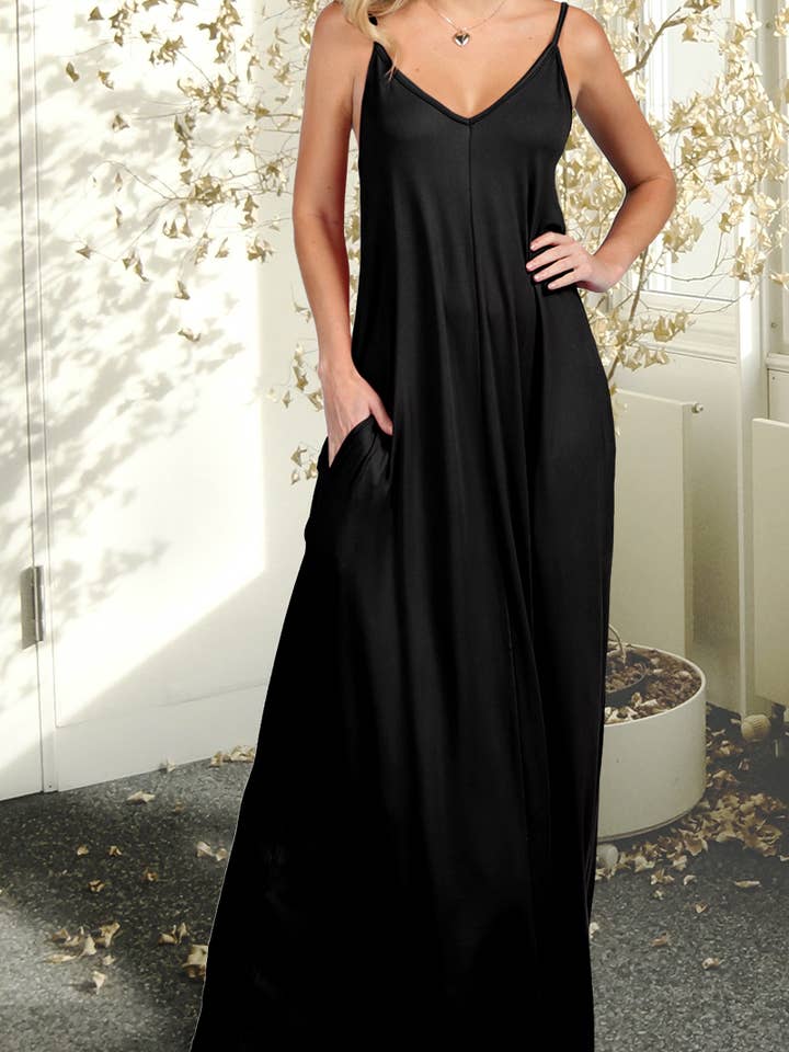 AWDMD280_SPAGHETTI STRAP KNIT MAXI DRESS for wholesale by NINEXIS