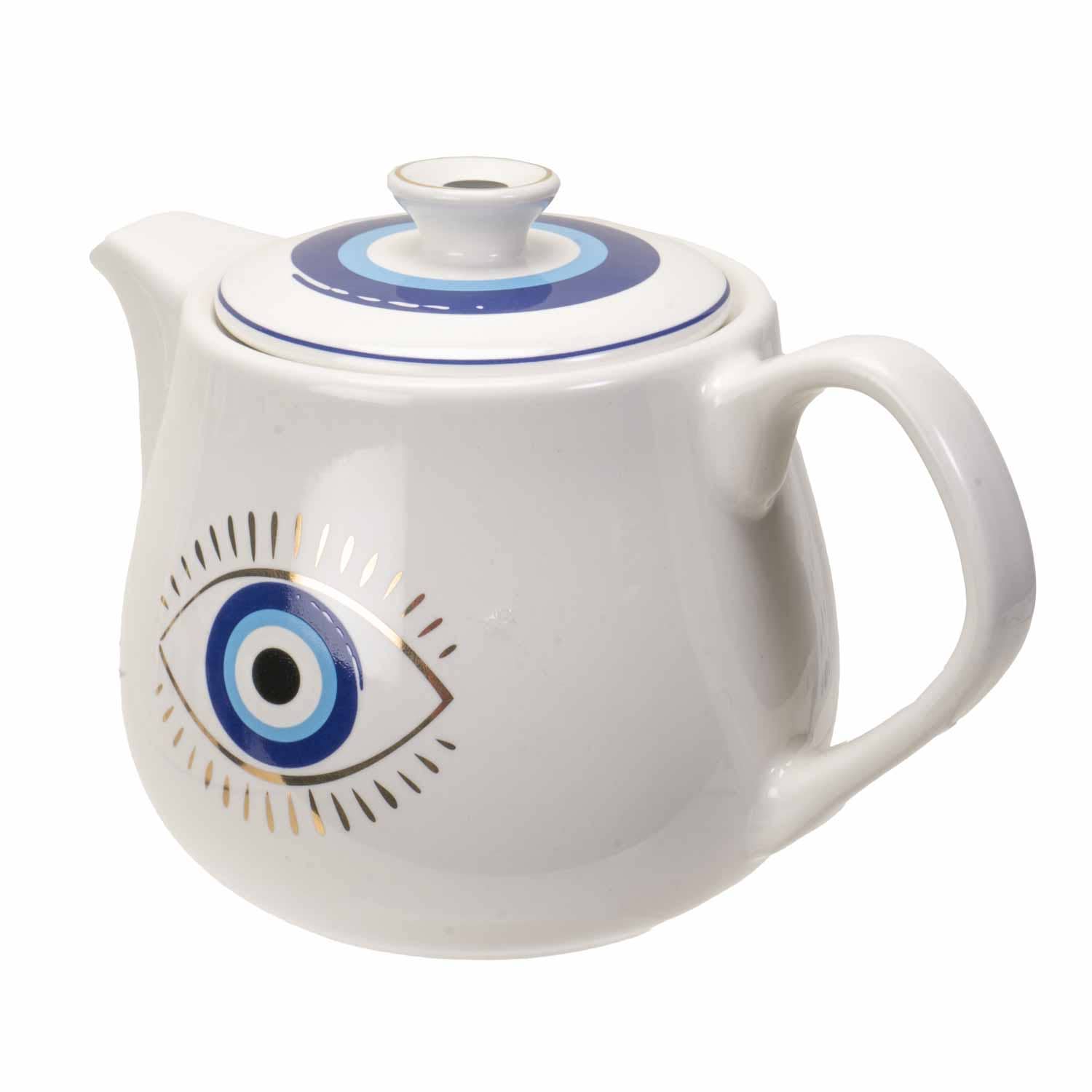 Pacific Trading - Wholesale Tea Pot - All Seeing Eye Teapot with Strainer White3