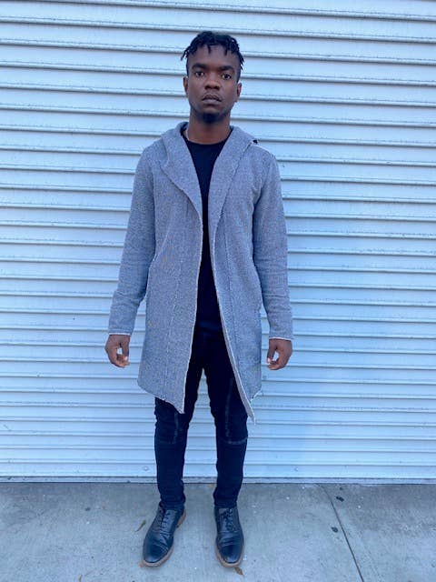 Mens Light Grey Fashion Light Weight Cardigan With Hood for wholesale by Young Republic