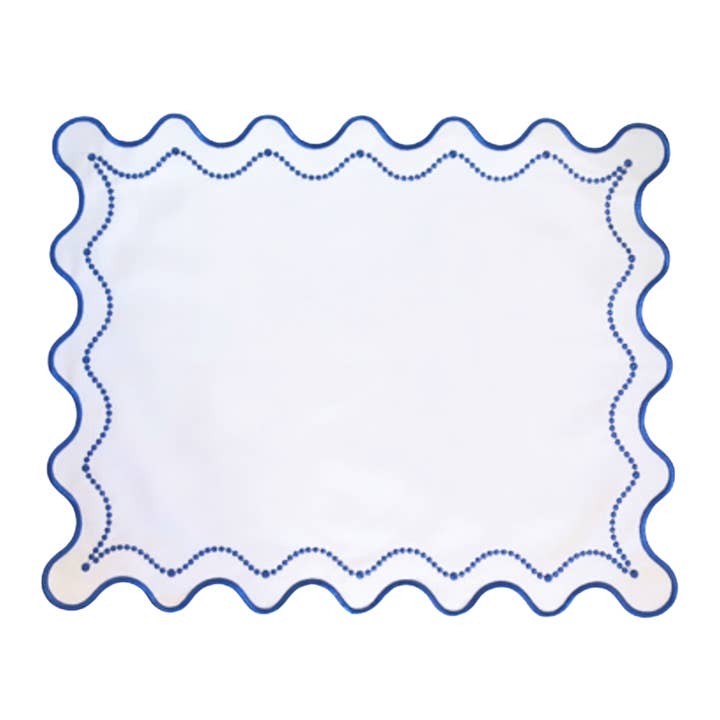 SETS DE NAPPES PALOMA, MARINE ET BLANC (ENSEMBLE DE 4) pour la vente par Mason Maison