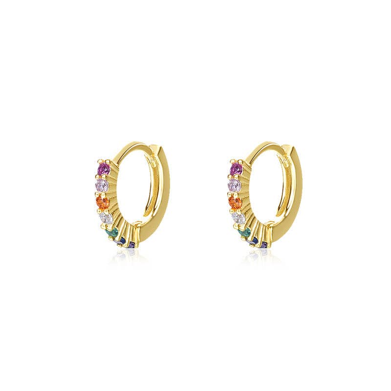 Gold Rainbow LGBTQ Pride Hoop Earrings in 925 Sterling Silver for wholesale on Faire6