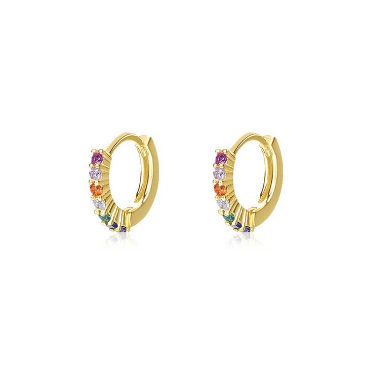 Gold Rainbow LGBTQ Pride Hoop Earrings in 925 Sterling Silver for wholesale on Faire6