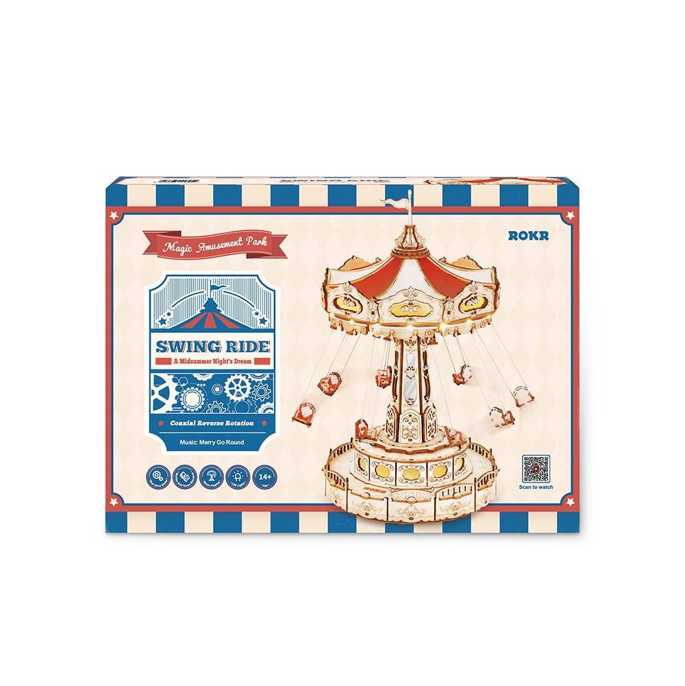 Robotime – Großhandel Bastelset – EA02 ROKR 3D Holzpuzzle DIY Spieluhr Schaukelfahrt6