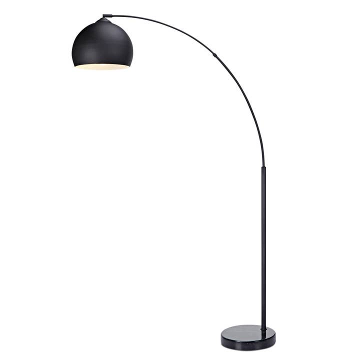 Arquer Arc Floor Lamp With Black Shade And Black Marble Base for wholesale by Teamson