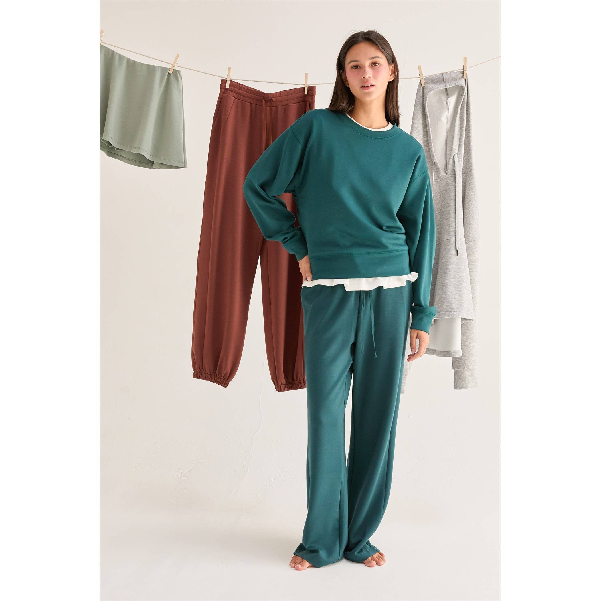 Double Zero – wholesale Sweatshirt - Dam – Dubbelstickad sweatshirt med rund hals3