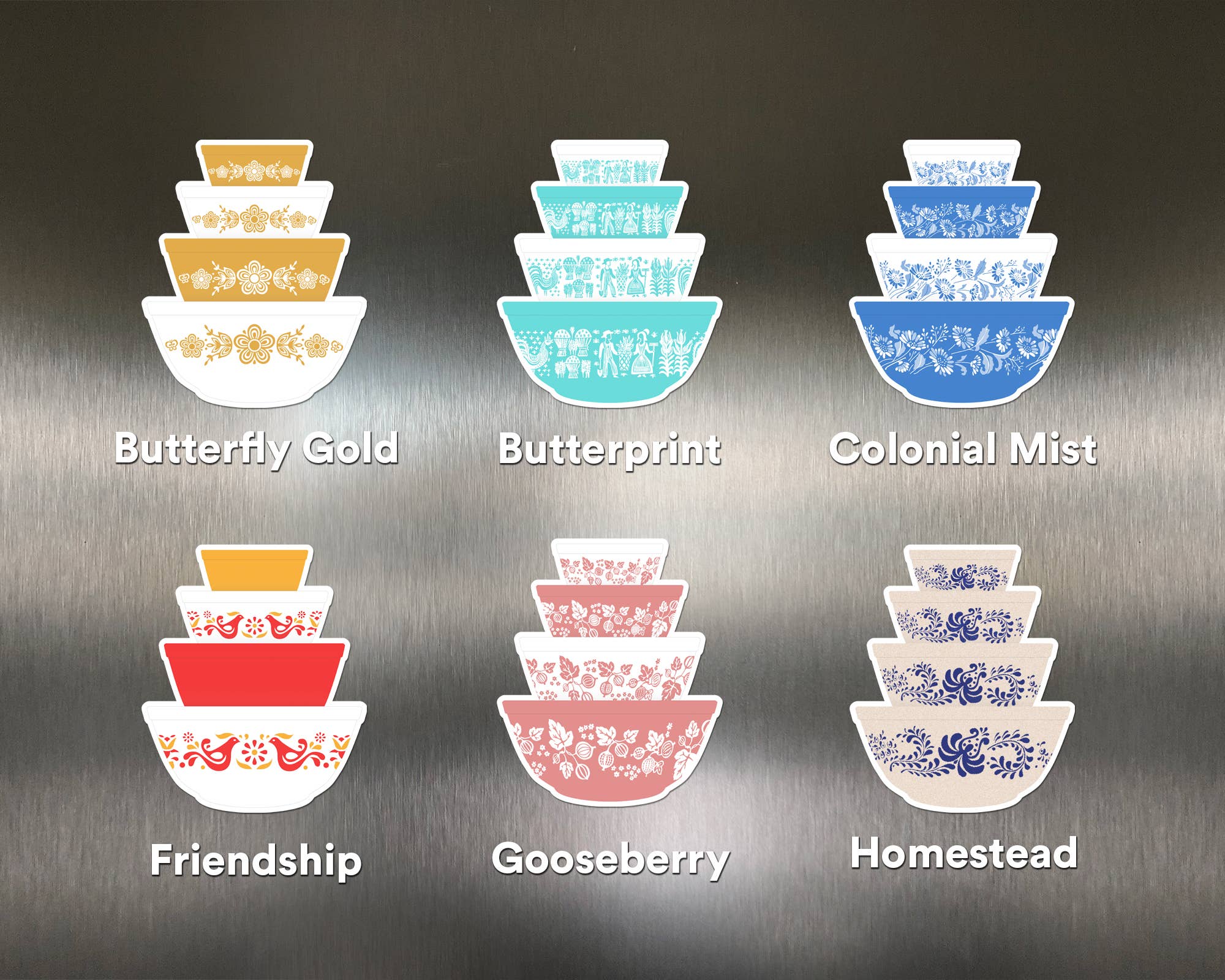 Twinkltoast - Wholesale Magnet - Pyrex-Inspired Bowl Stack Magnet – Retro Fridge Decor1