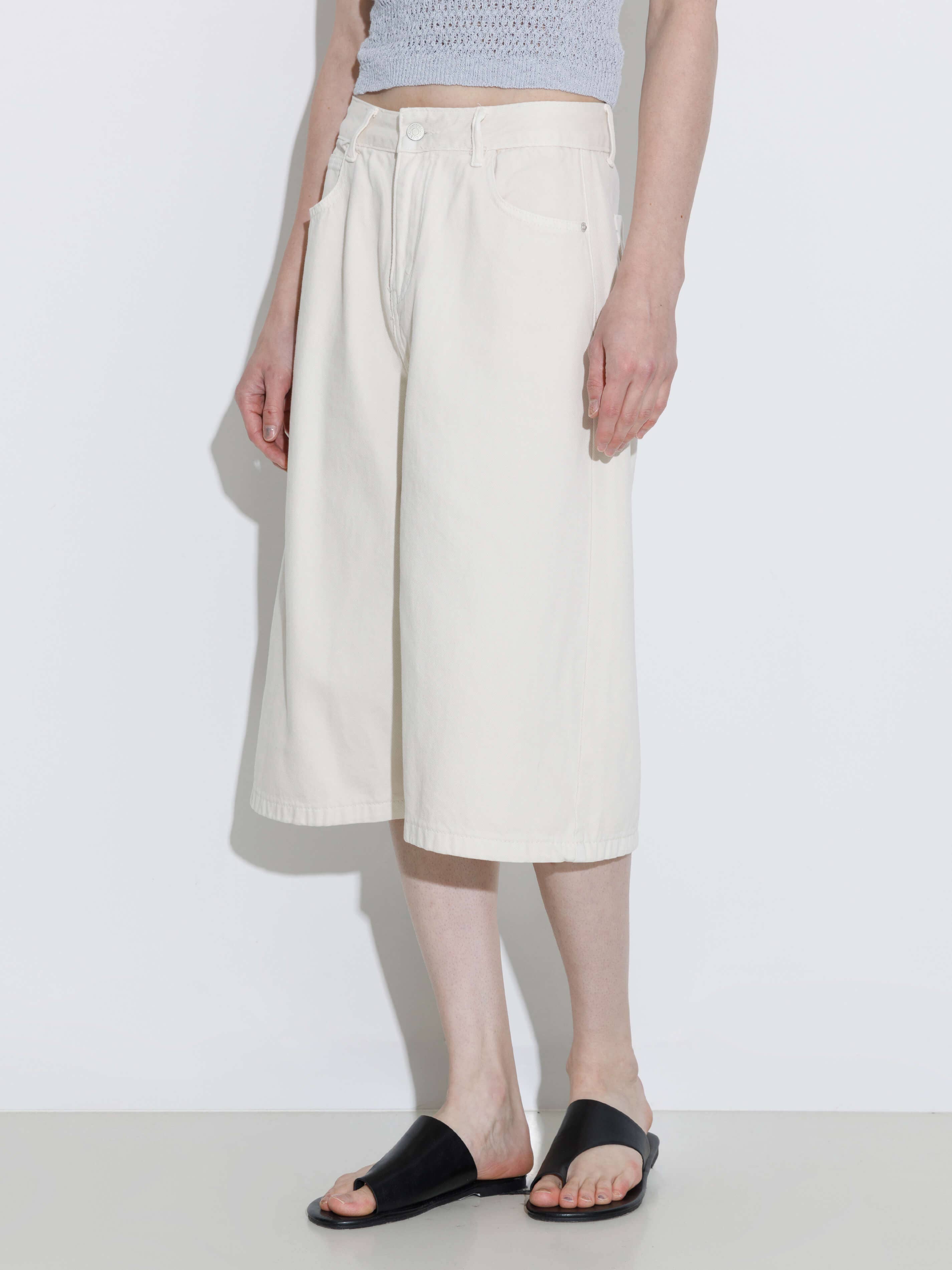 CUBIC - Vente Short – femme - Short en jean ample mi-genou blanc/bleu15