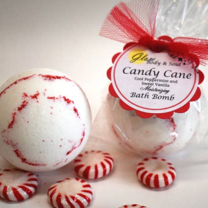 Glow Body and Soul - Wholesale Bath Bomb/Fizz - Candy Cane Christmas Bath Bomb Fizzy
