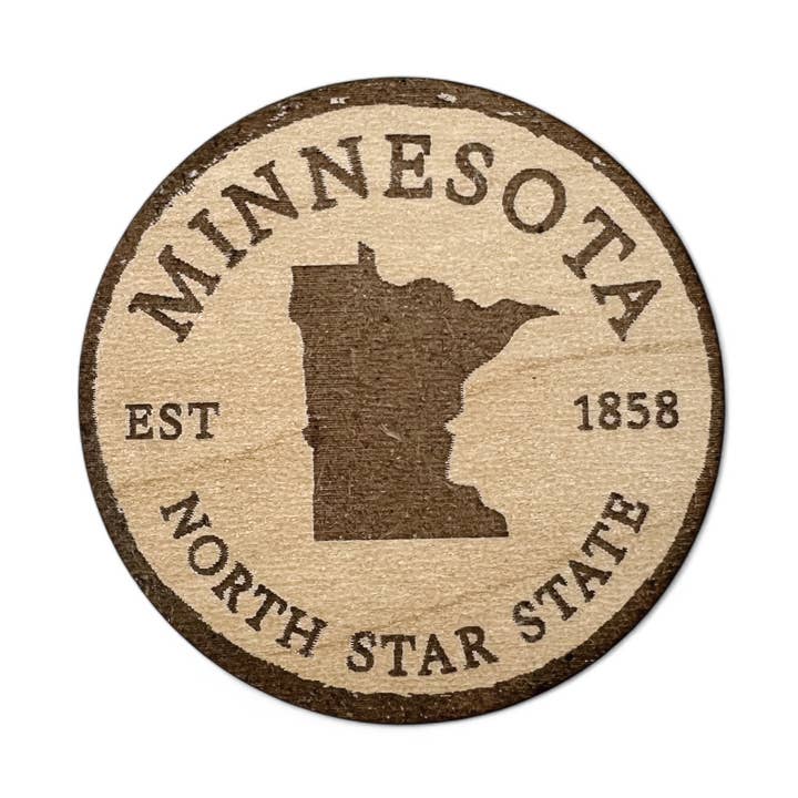 Minnesota Holzmagnet - Klassisch Rund für den Großhandel von Eco Outfittings