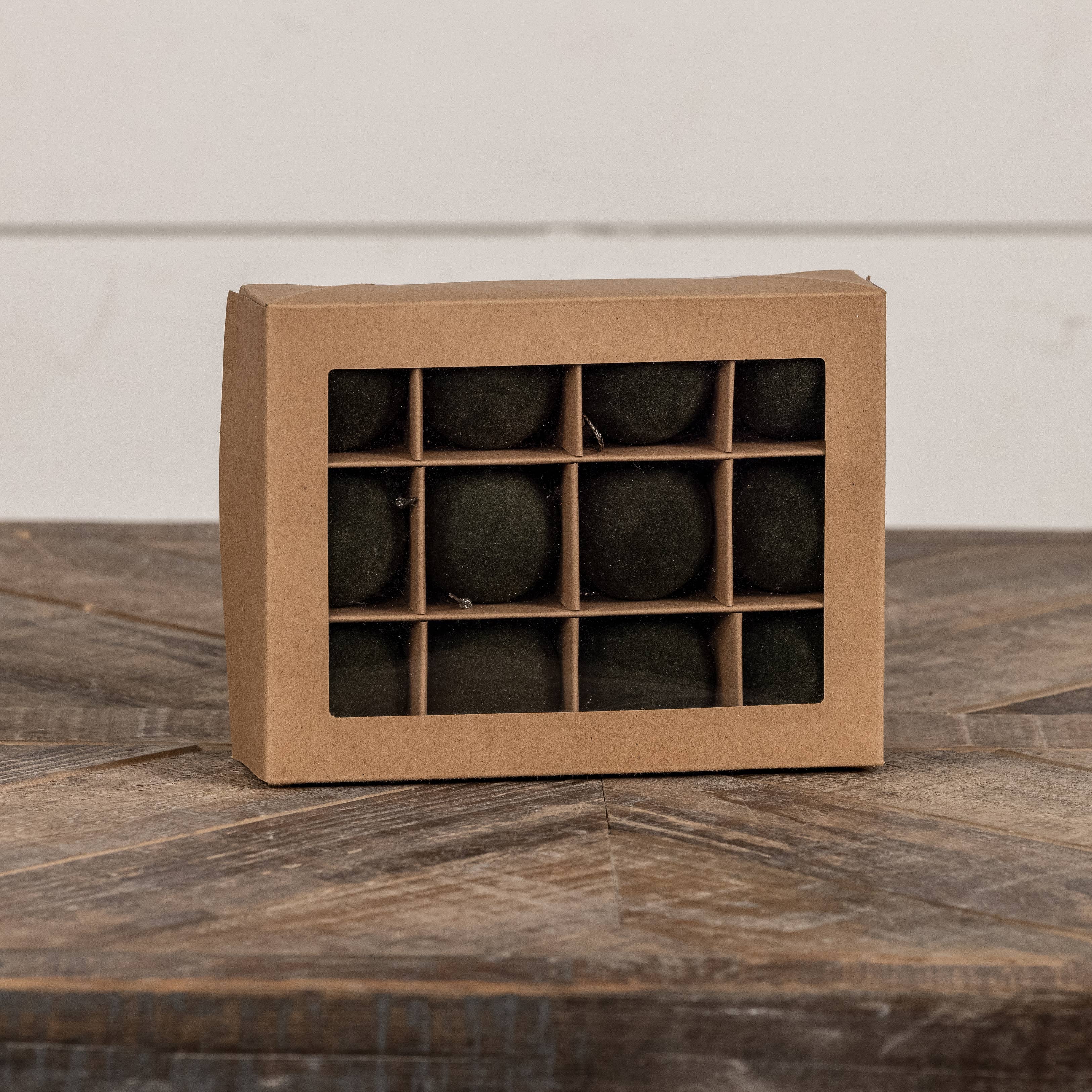 Ragon House - Wholesale Ornament Set - SET/ 12 - 1.75" FOREST FLOCKED BALLS1