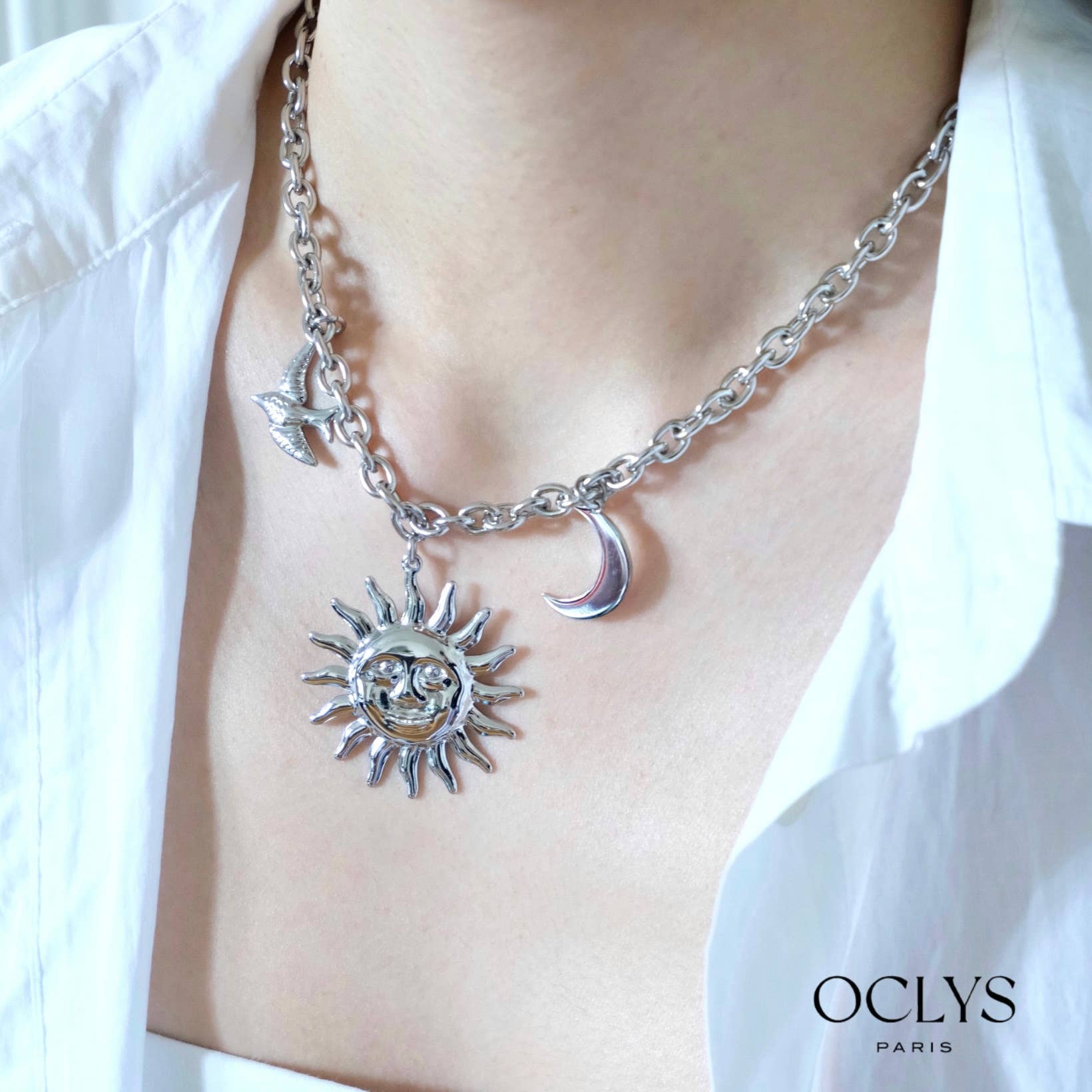 Oclys - Wholesale Pendant/Charm Necklace - Soka stainless steel sun charm necklace3