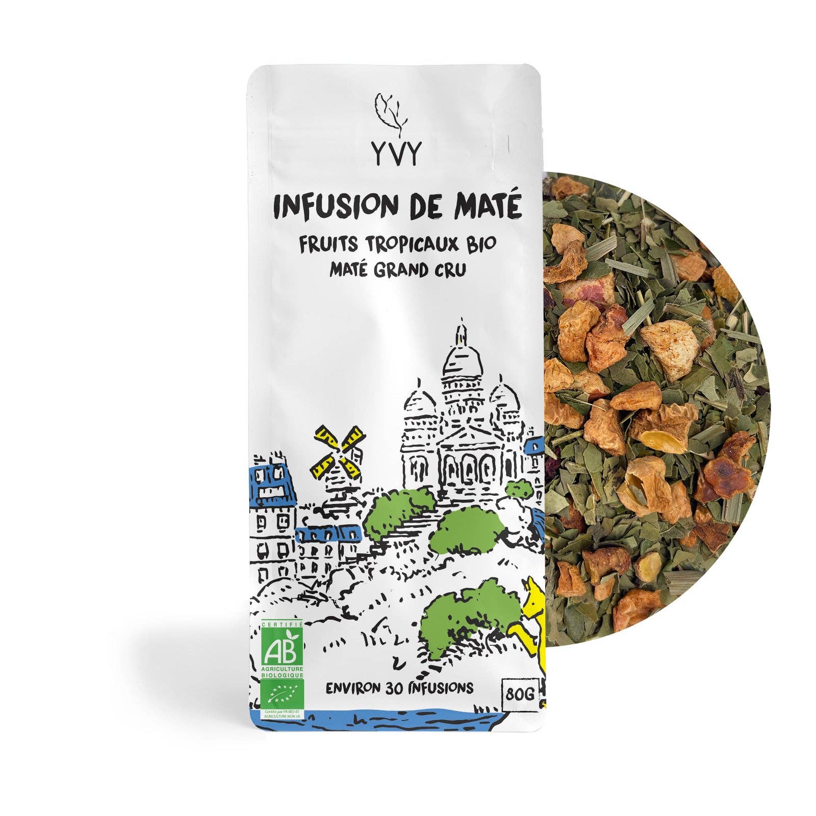 YVY Mate - Wholesale Health/Detox Tea - Mate Tea - Mate Infusion - Organic Tropical Fruits 80g0