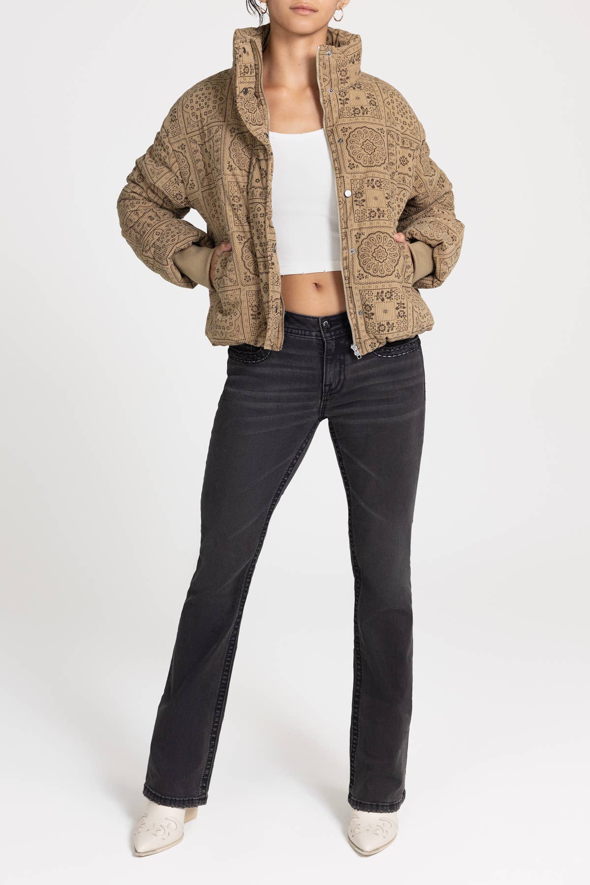 Miss Me - Wholesale Puffer Jacket - Women's - MJ0820L- CORDUROY PUFFER JACKET2