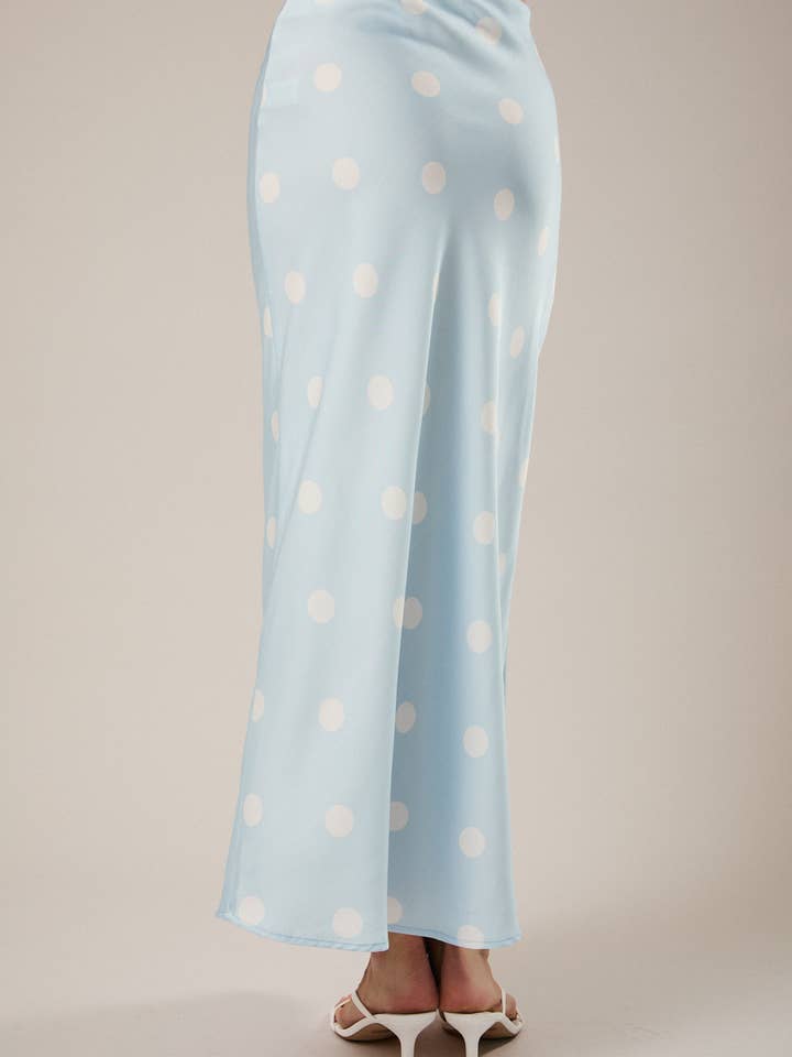 Sunday Edition by LE LIS - Wholesale Skirt - Women's - SATIN MIDI SKIRT WITH ELASTIC WAIST IN POLKA DOT8