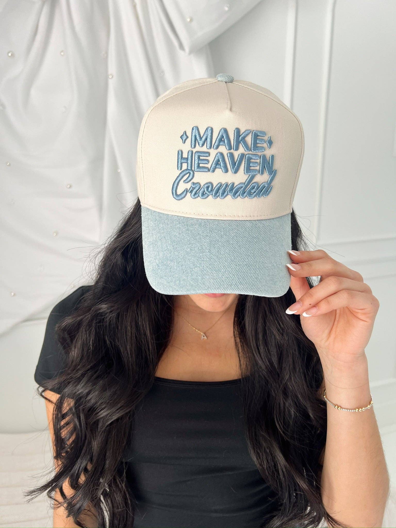 KENZKUSTOMZ - Wholesale Trucker Hat - Women's - Make Heaven Crowded - Denim Vintage Trucker Hat11