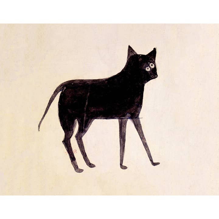 Rock Paper Scissors Wall Art - Wholesale Art Print - Bill Traylor Americana Art Print - Black Cat Animal Folk Art