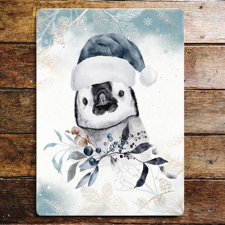 Placa metálica artística de papel de pared con diseño de pingüino para venta al por mayor de The British Metal Signs Company