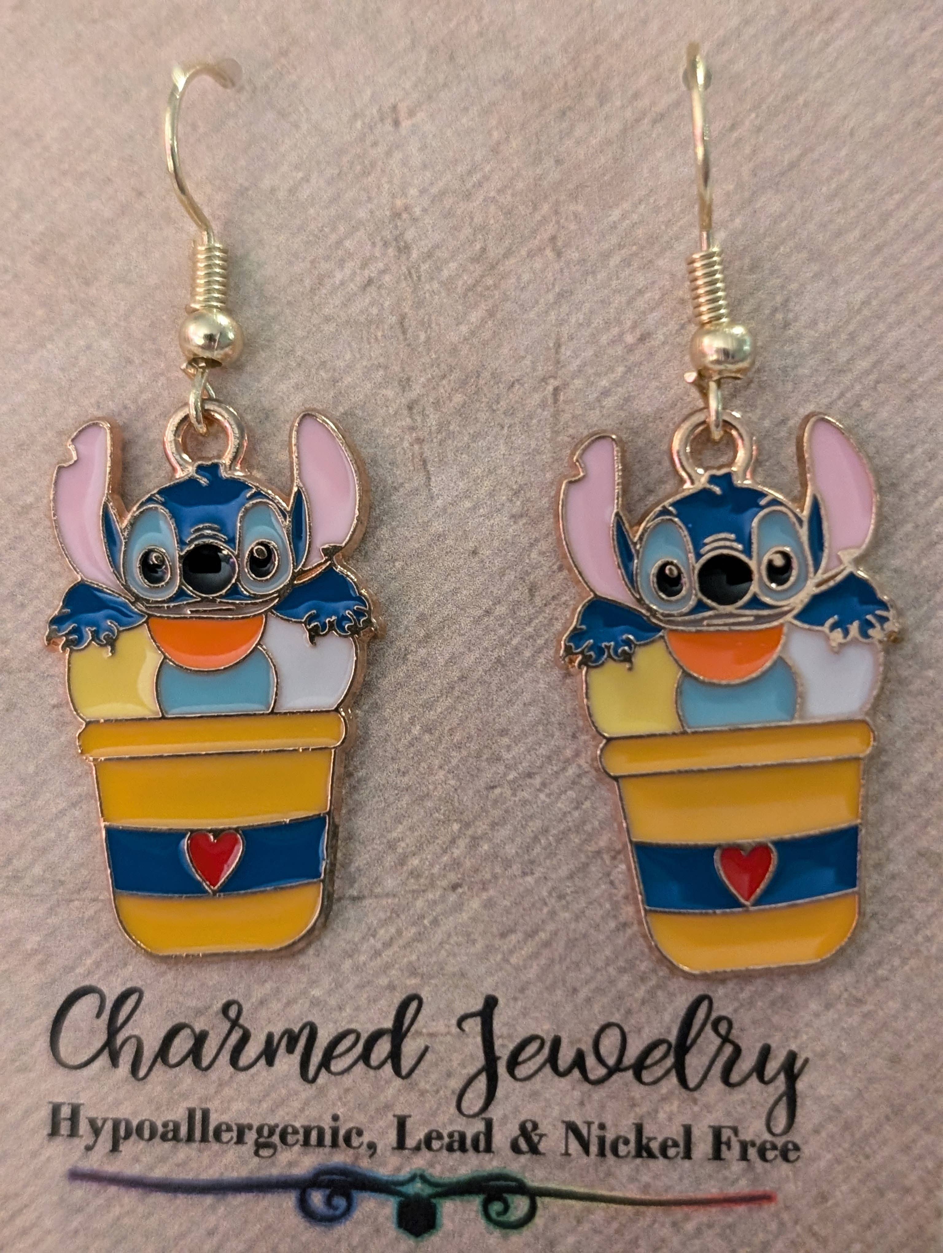 Con-Quest Crafts - Wholesale Dangle Earrings - Inspired by Stitch, Classic Alien Inspired Accessories1