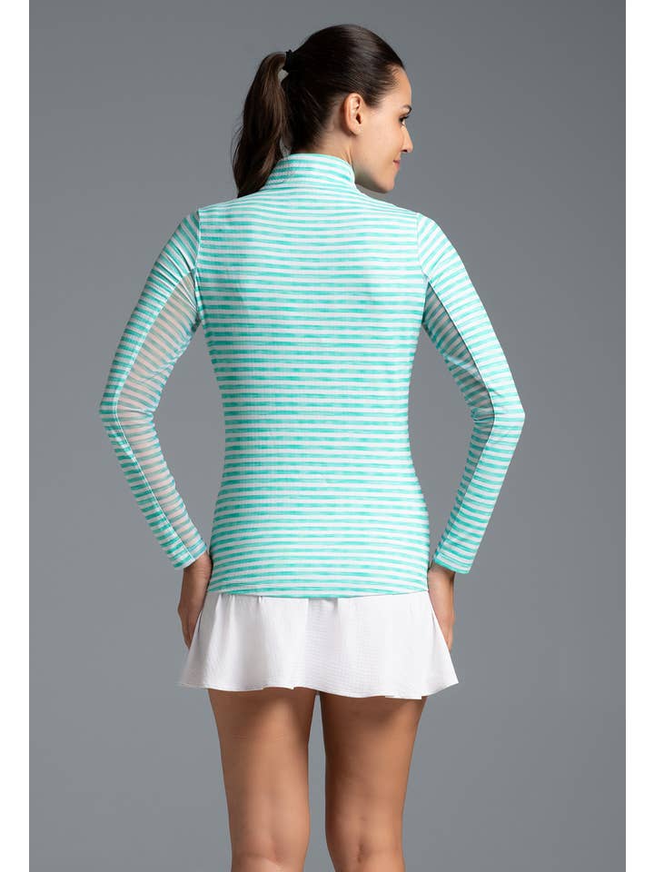 IBKÜL - Wholesale Athletic Top - Women's - Landon Stripe II Print Long Sleeve Mock Neck Top – 1016428