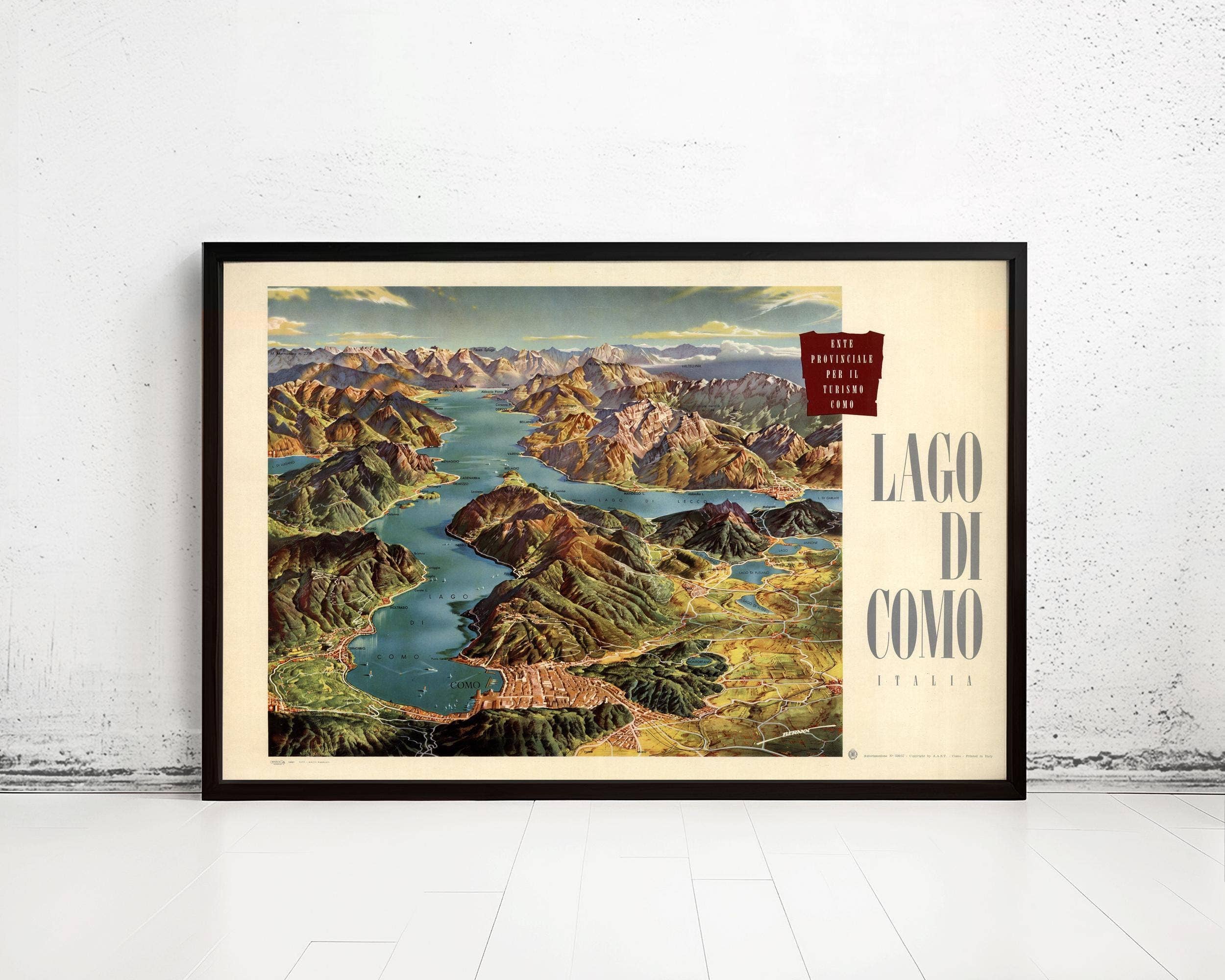 OldCityPrints - Old Maps and Posters - Wholesale Poster - Vintage Poster of Lago Di Como Lake Como Italy Italia | Vintage Map Wall Art Print | Large Poster Print | Home Decor Wall Art0
