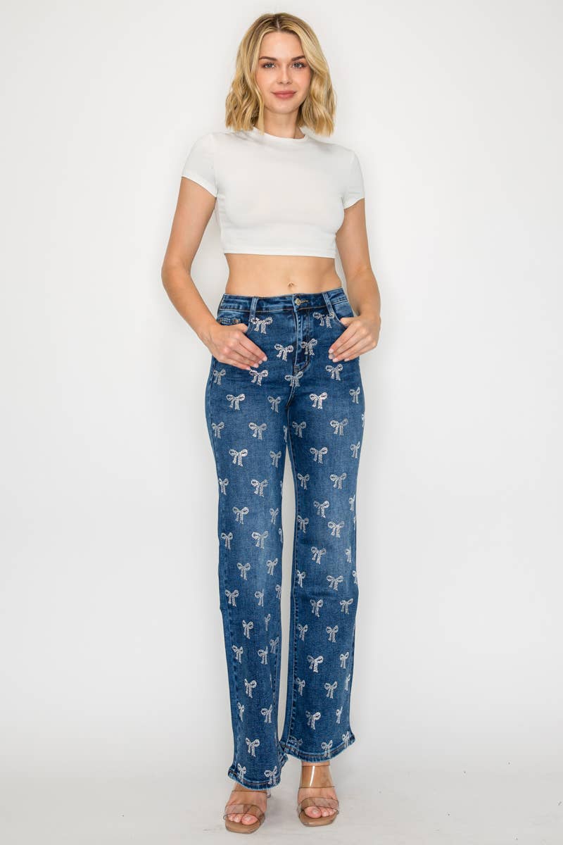 Nina Rossi Jeans - Wholesale Jeans - Women's - NR3178  -  Stone embellised 5 pockets straight leg jeans3