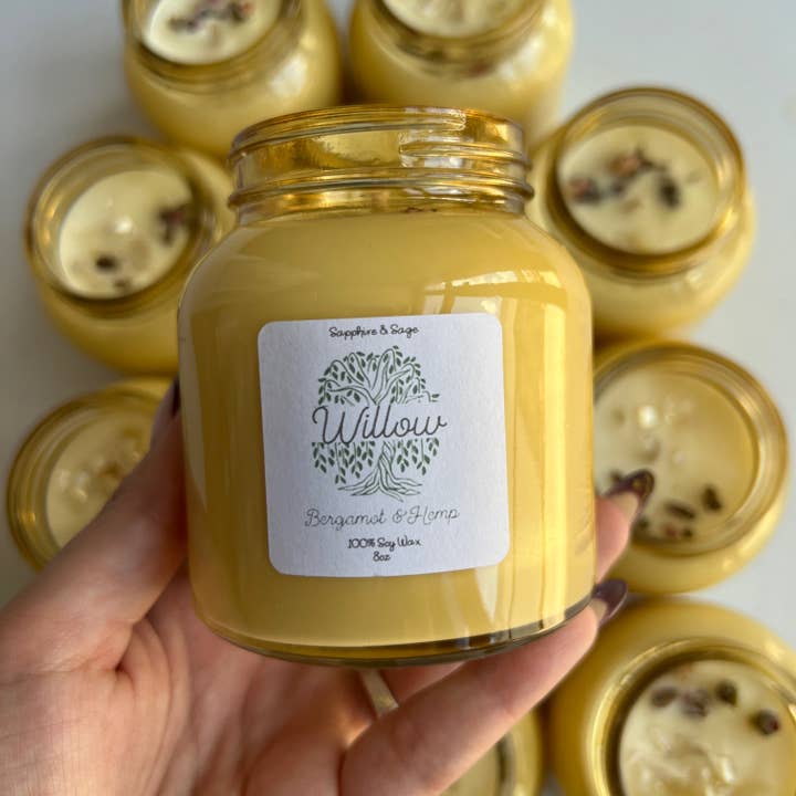 Sapphire & Sage - Wholesale Jar/Filled Candle - Willow Crystal Candle