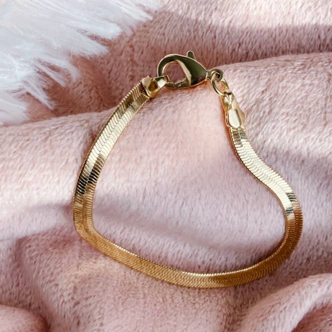 Amady Jewelry - Wholesale Link & Chain Bracelet - Flat Snake Chain Herringbone Bracelet 14K gold filled0